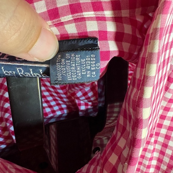 Polo Ralph Lauren Custom Fit Pink Plaid Button Up Shirt Mens Size 15  32/33 - Picture 6 of 6